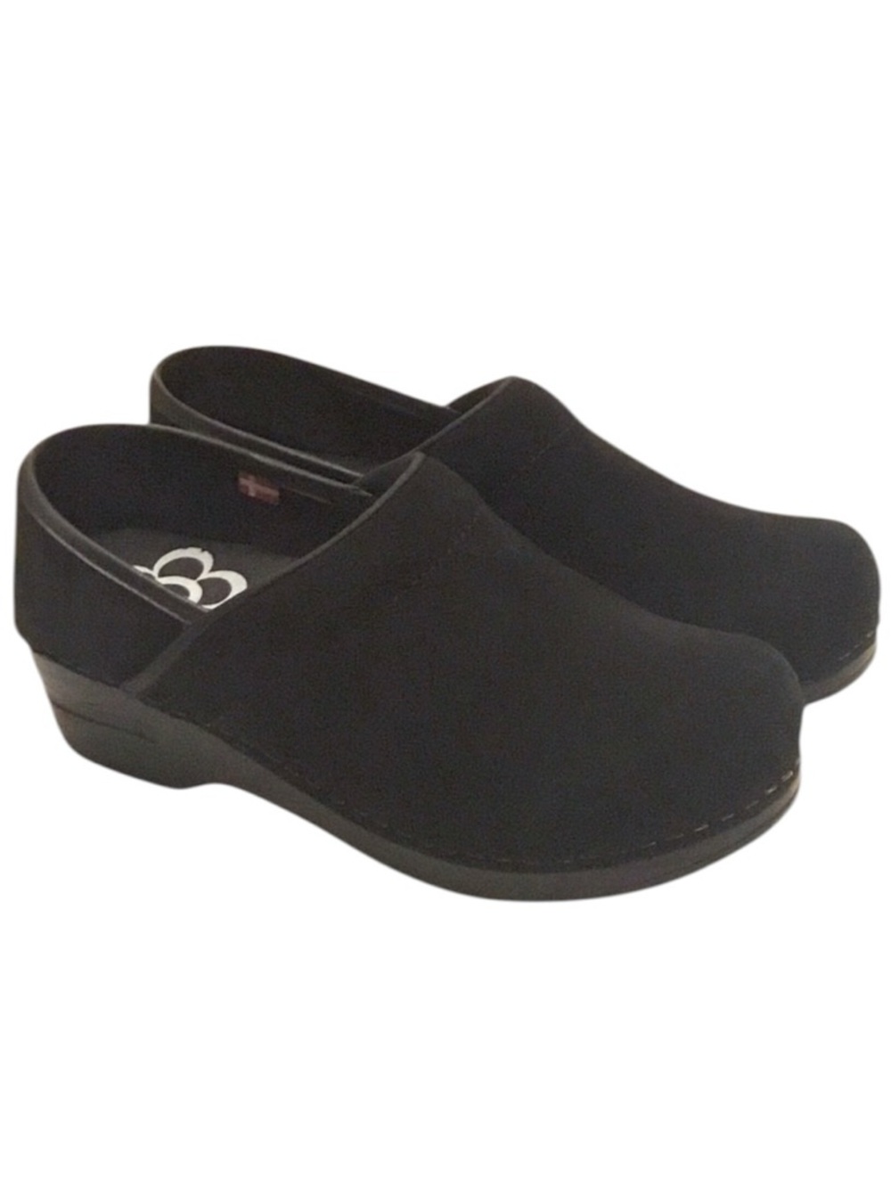Sanita Black Suede Clogs Sz-6  Professional Closed Back Comfort Shoe Size EU 37